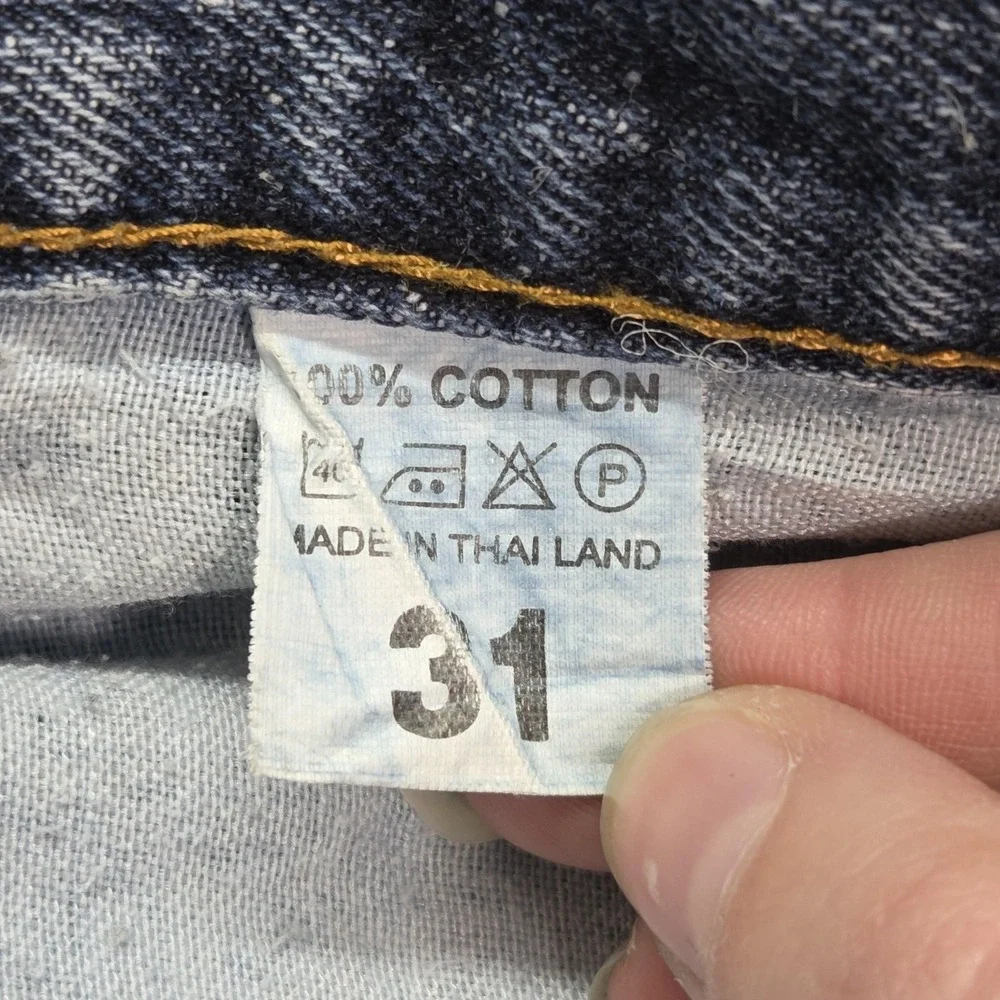 Levis 5Jeans Mens 31x31 Blue Selvedge Button Fly Straight Denim Faded Distressed